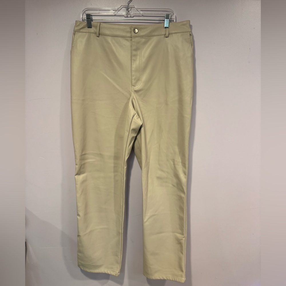 Tan faux leather Arula straight leg pants‎